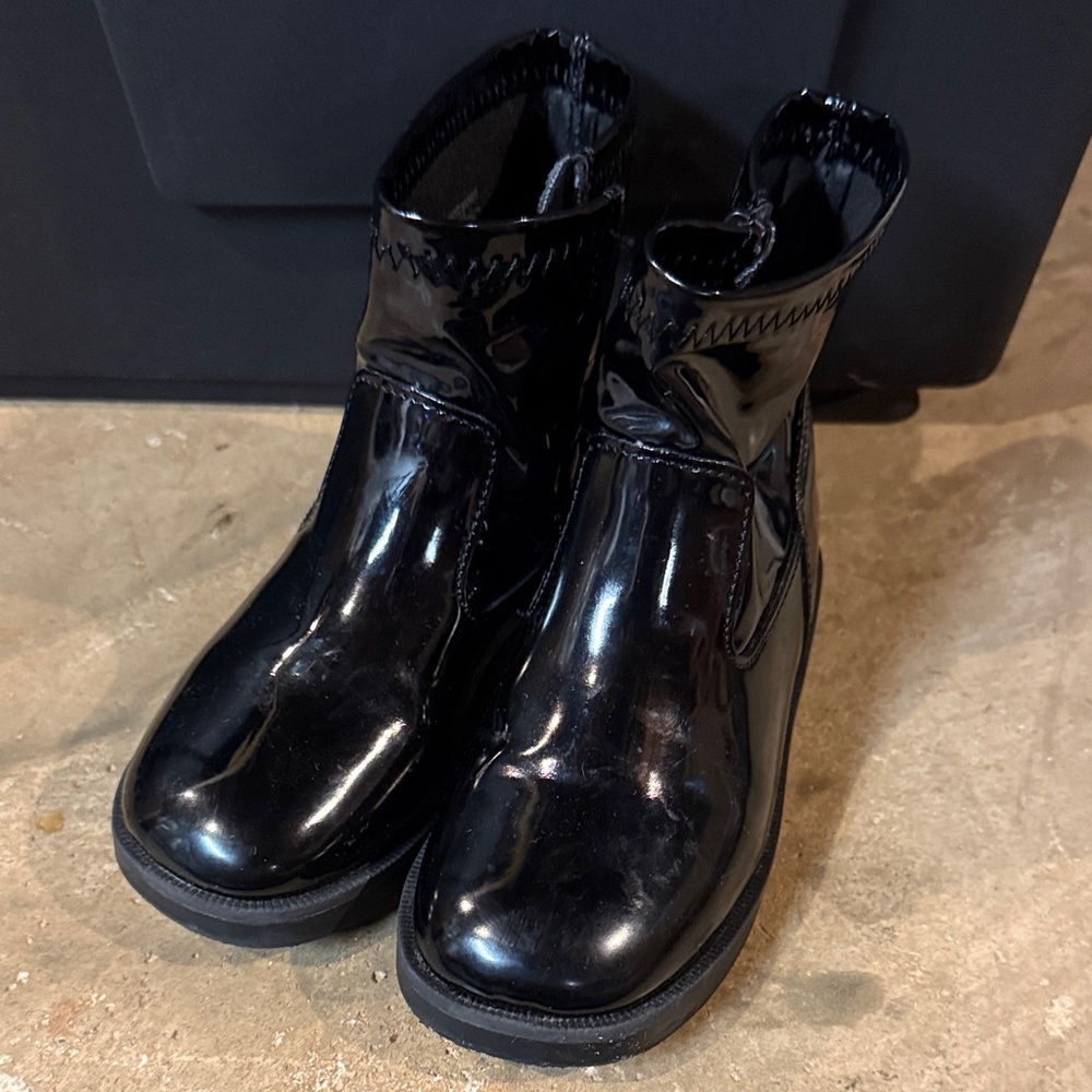 Zara Glossy Black Kids Boots
